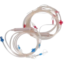 Hemodialysis blood line tubing sets are made up of arterial and venous lines that are used during dialysis and are joined to an AV fistula on one end and a dialyzer on the other.